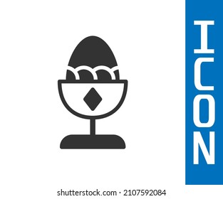 Grey Chicken egg on a stand icon isolated on white background.  Vector
