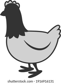 Grey chicken, illustration, vector on white background.