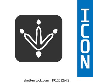Grey Chicken paw footprint icon isolated on white background. Rooster stamp.  Vector