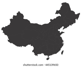 Grey China map on white background