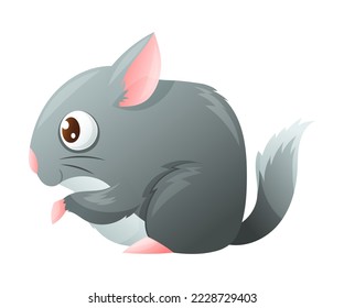 Grey Chinchilla with Cute Snout as Home Pet Animal Vector Illustration