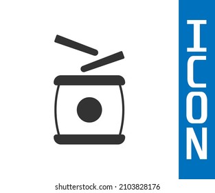Grey Chinese drum icon isolated on white background. Traditional asian percussion instrument Taiko or O-Daiko drum.  Vector