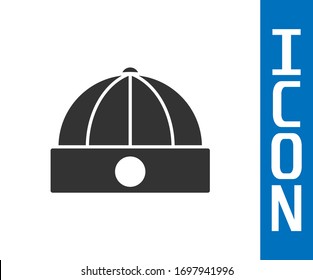 Grey Chinese hat icon isolated on white background.  Vector Illustration