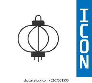 Grey Chinese paper lantern icon isolated on white background.  Vector