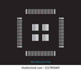 grey chip, ic, technology icon template. black background