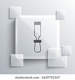 Grey Chisel tool for wood icon isolated on grey background. Square glass panels. Vector - Powered by Shutterstock - Get 15% off with code: PIKWIZARD15