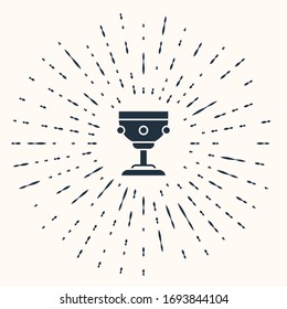 Grey Christian chalice icon isolated on beige background. Christianity icon. Happy Easter. Abstract circle random dots. Vector Illustration