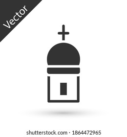 Grey Christian church tower icon isolated on white background. Religion of church. Vector.
