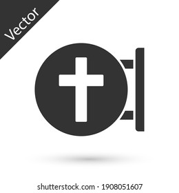 Grey Christian cross icon isolated on white background. Church cross. Vector.