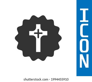 Grey Christian cross icon isolated on white background. Church cross.  Vector