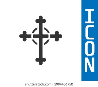 Grey Christian cross icon isolated on white background. Church cross.  Vector