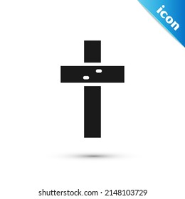Grey Christian cross icon isolated on white background. Church cross.  Vector