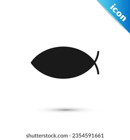 Grey Christian fish symbol icon isolated on white background. Jesus fish symbol.  Vector Illustration