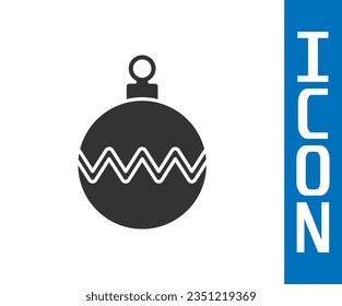 Grey Christmas ball icon isolated on white background. Merry Christmas and Happy New Year.  Vector