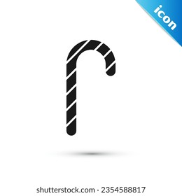 Grey Christmas candy cane with stripes icon isolated on white background. Merry Christmas and Happy New Year.  Vector