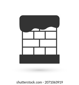 Grey Christmas chimney icon isolated on white background. Merry Christmas and Happy New Year.  Vector