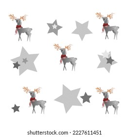 grey Christmas deer vector background