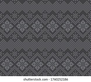 Grey Christmas fair isle pattern background for fashion textiles, knitwear and graphics