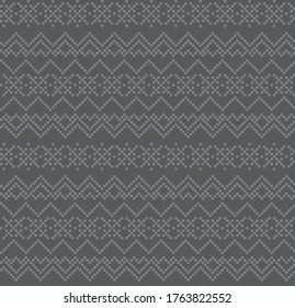 Grey Christmas fair isle pattern background for fashion textiles, knitwear and graphics