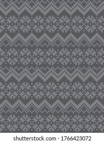 Grey Christmas fair isle pattern background for fashion textiles, knitwear and graphics