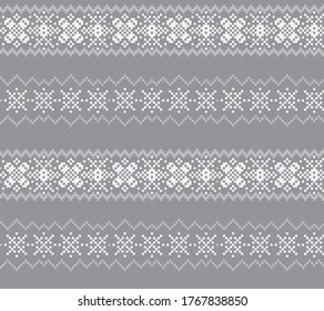Grey Christmas fair isle pattern background for fashion textiles, knitwear and graphics