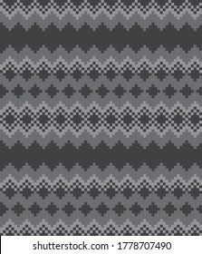 Grey Christmas fair isle pattern background for fashion textiles, knitwear and graphics