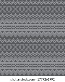 Grey Christmas fair isle pattern background for fashion textiles, knitwear and graphics