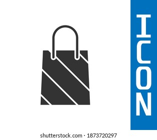 Grey Christmas paper shopping bag icon isolated on white background. Package sign. Merry Christmas and Happy New Year.  Vector