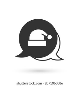 Grey Christmas Santa Claus hat icon isolated on white background. Merry Christmas and Happy New Year.  Vector