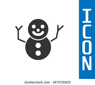 Grey Christmas snowman icon isolated on white background. Merry Christmas and Happy New Year.  Vector