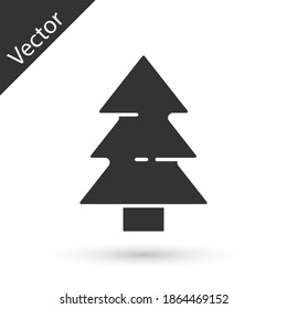 Graue Weihnachtsbaumsymbol einzeln auf weißem Hintergrund. Frohe Weihnachten und glückliches neues Jahr. Vektorgrafik.