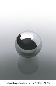 Grey Chrome Sphere isolated on Grey Background. Vector illustration