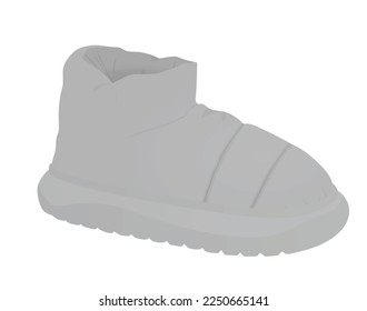 Grey chunky snow  boot. vector