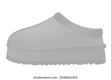 Grey chunky snow  boot. vector