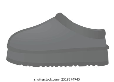 Grey chunky snow  boot. vector