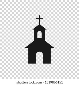 Grey Church building icon isolated on transparent background. Christian Church. Religion of church. Vector Illustration