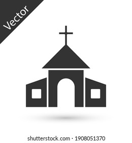 Grey Church building icon isolated on white background. Christian Church. Religion of church. Vector.