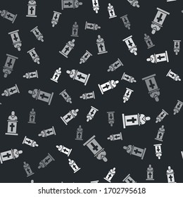 Grey Church pastor preaching icon isolated seamless pattern on black background. Vector Illustration