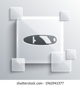 Grey Cigar icon isolated on grey background. Square glass panels. Vector