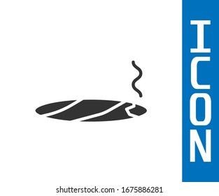 Grey Cigar with smoke icon isolated on white background.  Vector Illustration