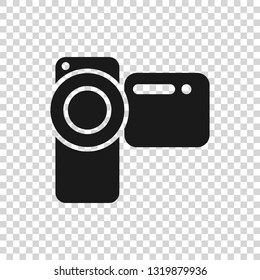 Grey Cinema camera icon isolated on transparent background. Video camera. Movie sign. Film projector. Vector Illustration