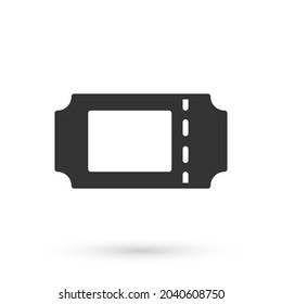 Grey Cinema ticket icon isolated on white background.  Vector