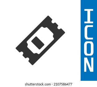 Grey Cinema ticket icon isolated on white background.  Vector