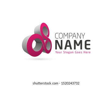Grey circle based curvy logo, vector image