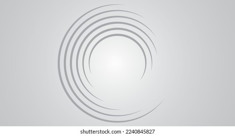 Graukreis-Geschwindigkeitslinien einzeln. Abstrakte Geschwindigkeitslinien in Kreisform, Vektorgrafik. Für geometrische Kunst, Design der Elemente, Logo, Druckmaterialien und Plakatvorlage. Abstrakte Geschwindigkeitslinien kreisen um den Hintergrund