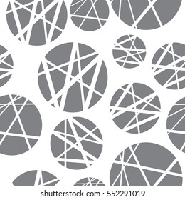 Grey circles with crossed lines seamless pattern