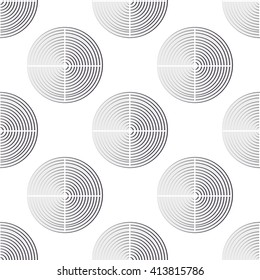 Grey circles on white background geometric seamless pattern. Fashion and bright graphic design. Vector illustration
