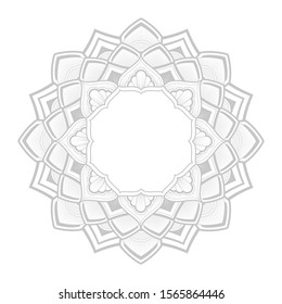 grey circular mandala vector ornament on white background