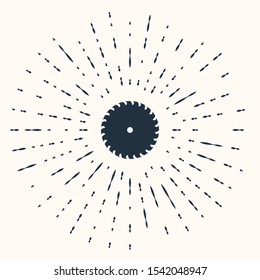 Grey Circular saw blade icon isolated on beige background. Saw wheel. Abstract circle random dots. Vector Illustration