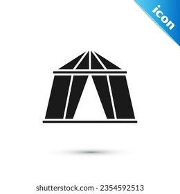 Grey Circus tent icon isolated on white background. Carnival camping tent. Amusement park.  Vector Illustration